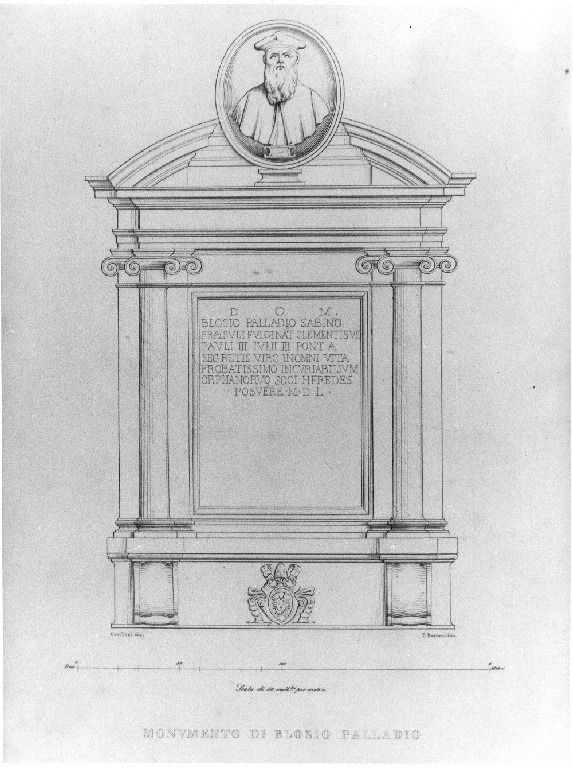 Monumento sepolcrale di Blosio Palladio (stampa smarginata, serie) di Bertoni Pio, Tosi Francesco Maria (sec. XIX)