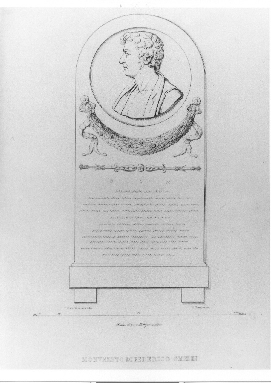 Monumento di Federico Gmelin (stampa smarginata, serie) di Bertoni Pio, Tosi Francesco Maria (sec. XIX)