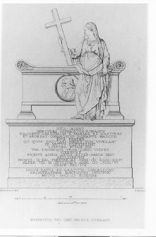 Monumento sepolgrale del Cardinale Ercole Consalvi e Andrea (stampa smarginata, serie) di Bertoni Pio, Tosi Francesco Maria (sec. XIX)