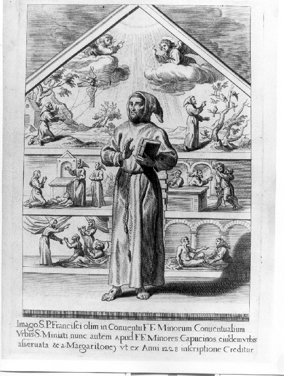 San Francesco D'Assisi e Episodi della Vita del Santo (stampa, serie) di Lommelin Adriaen (sec. XVII)
