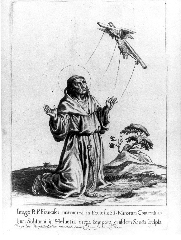 San Francesco D'Assisi riceve le stimmate (stampa, serie) - ambito belga (sec. XVII)