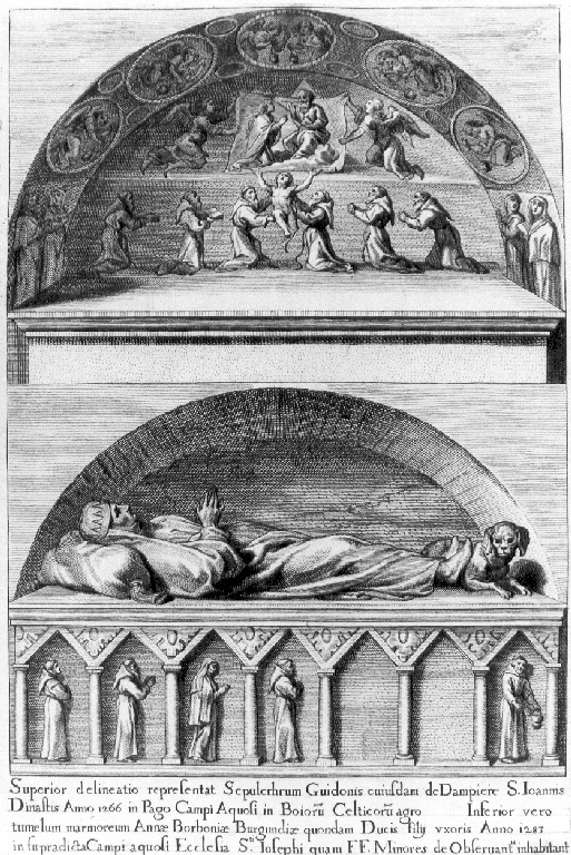 Sepolcro di Guido de Dampiere e di Anna Borbone (stampa, serie) - ambito belga (sec. XVII)