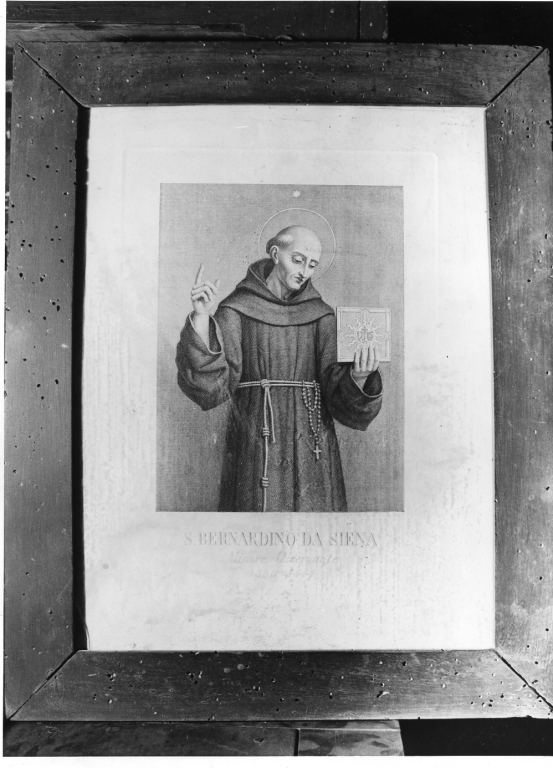 San Bernardino da Siena (stampa) di Proja F (metà sec. XIX)