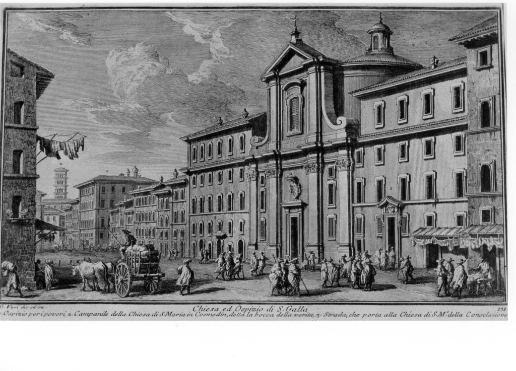 Chiesa di Santa Maria in Monticelli, veduta di città (stampa) di Vasi Giuseppe (sec. XVIII)
