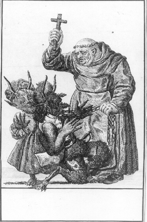 Caricatura di un frate (stampa smarginata, serie) di Dusart Cornelis (sec. XVII)