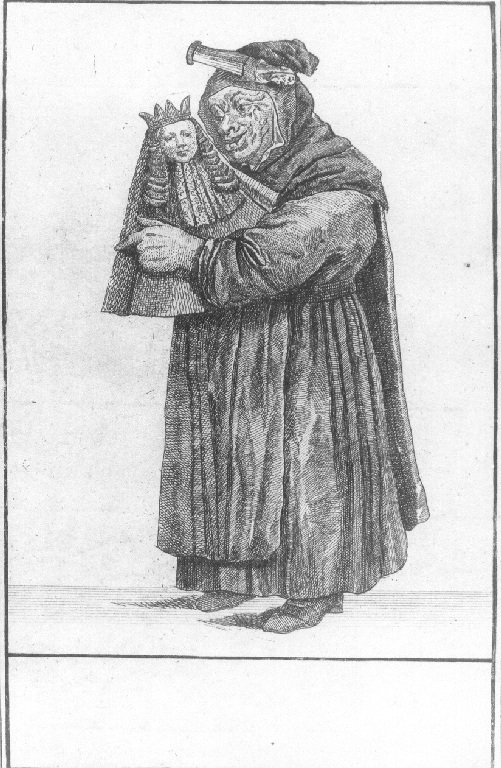 Caricatura di un frate (stampa smarginata, serie) di Dusart Cornelis (sec. XVII)