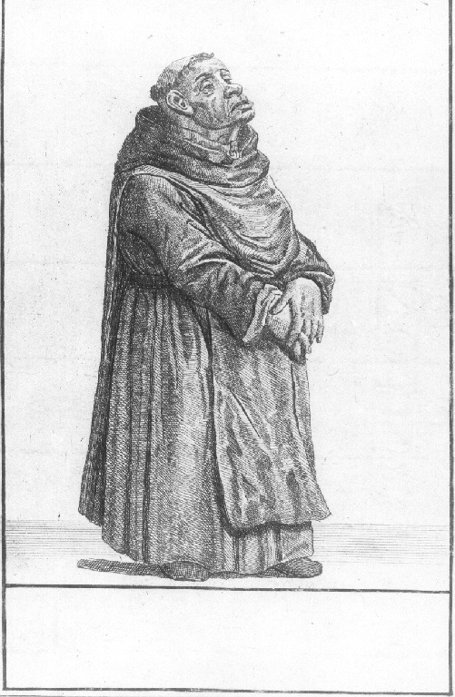 Caricatura di un frate (stampa smarginata, serie) di Dusart Cornelis (sec. XVII)