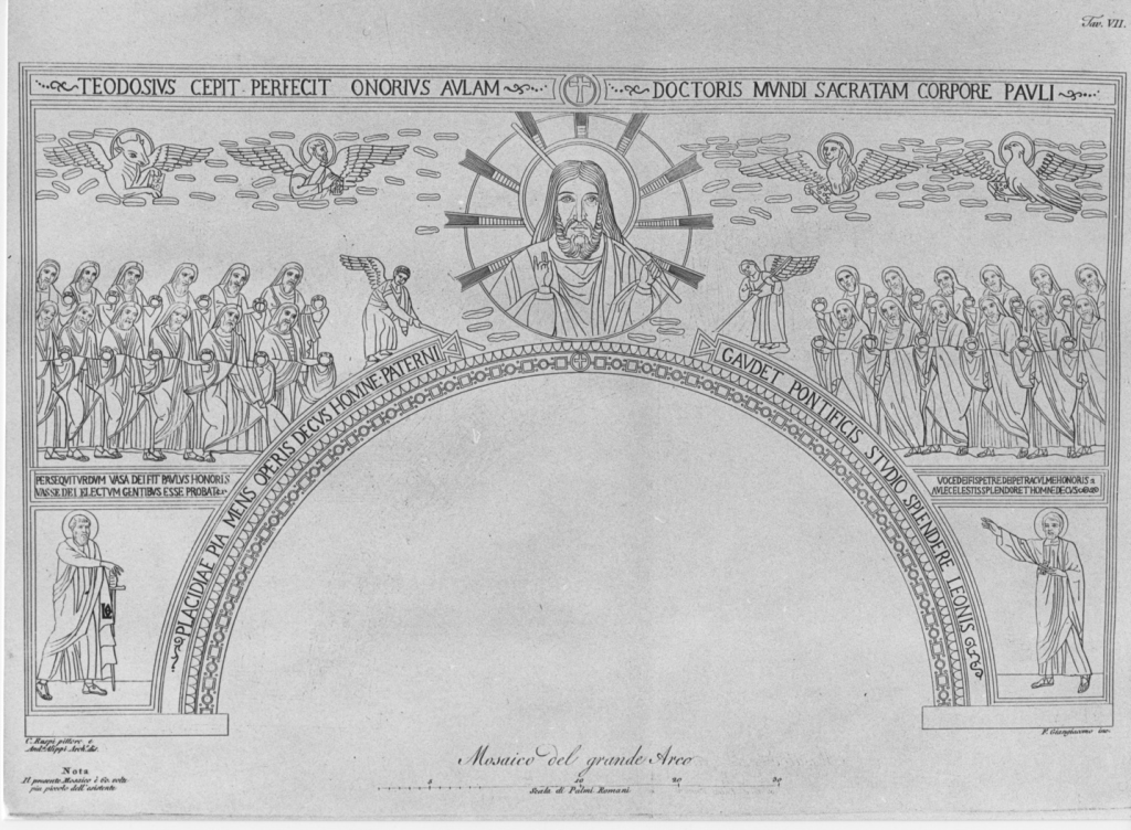 Mosaico del grande Arco (stampa) di Alippi Andrea, Ruspi Carlo, Giangiacomo Francesco (sec. XIX)