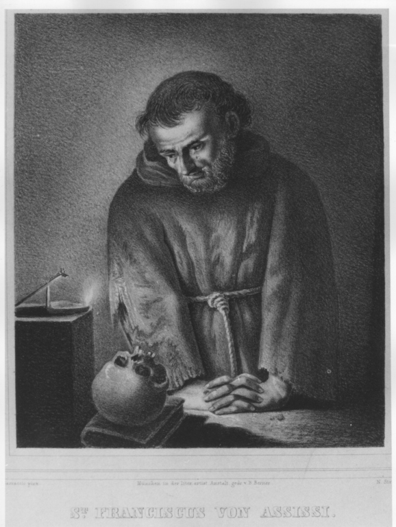 St. Franciscus von Assissi, San Francesco d'Assisi (stampa) di Strixner Nepomuk Johann, Carracci Ludovico (sec. XIX)