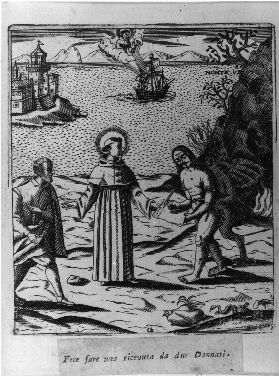 San Antonio da Padova e il miracolo dei dannati, San Antonio da Padova e il miracolo dei dannati (stampa) di Ruphon Jacopo (sec. XVII)