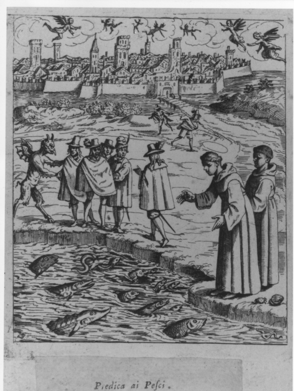 San Antonio da Padova predica ai pesci, San Antonio da Padova predica ai pesci (stampa) di Ruphon Jacopo (sec. XVII)