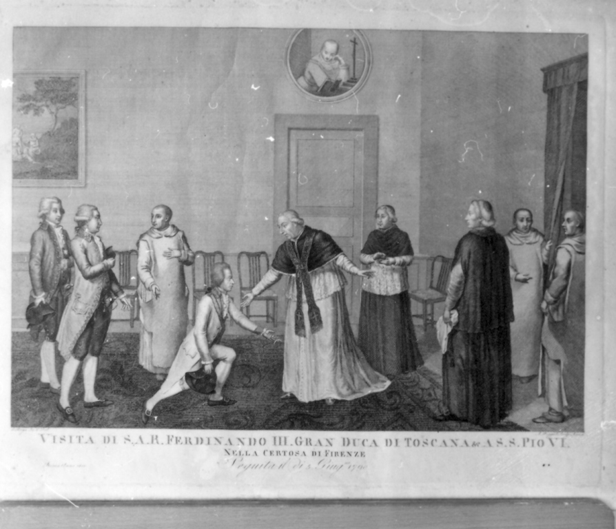 visita del Granduca di Toscana a Pio VI (stampa) di Beys G (sec. XIX)