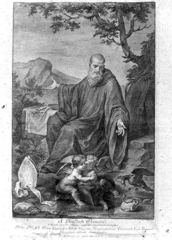 San Benedetto in penitenza (stampa) - ambito romano (sec. XVIII)