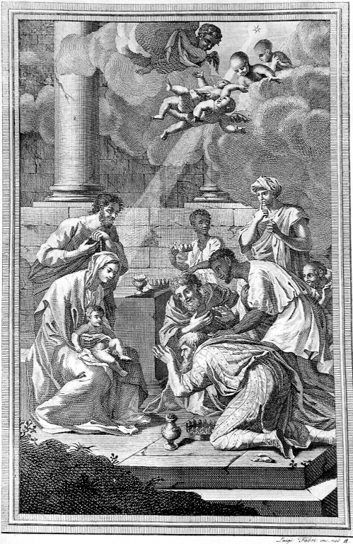 adorazione dei Re Magi (stampa) di Fabri Luigi (sec. XIX)