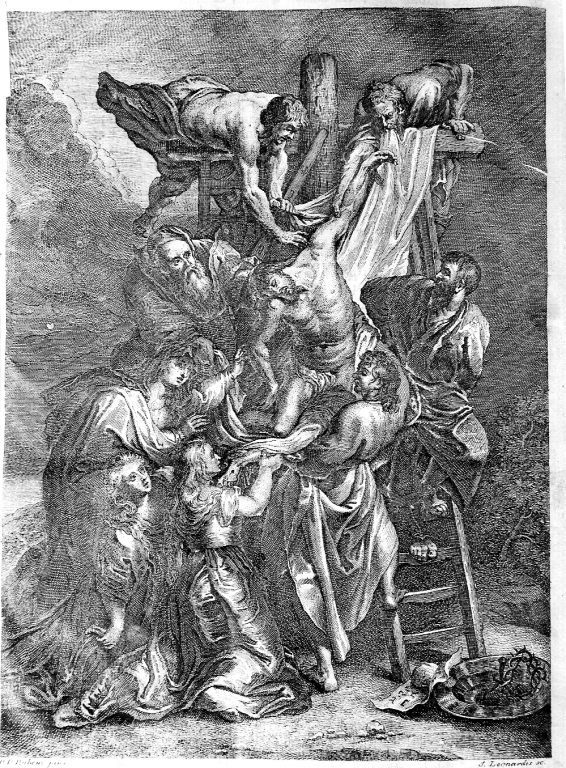 deposizione di Cristo dalla croce (stampa) di Leonardis Jacopo (sec. XVIII)