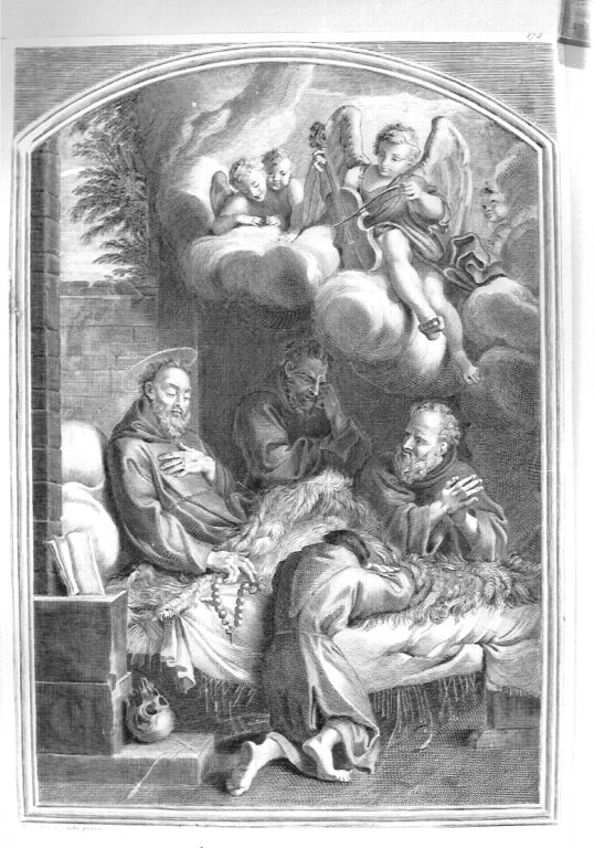 morte di San Francesco d'Assisi (stampa smarginata) di Carracci Annibale (seconda metà sec. XVIII)