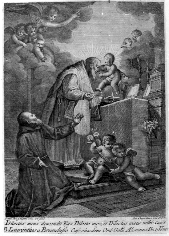 San Lorenzo da Brindisi (stampa smarginata) di Campanella Angelo, Duran Gabriel (sec. XVIII)
