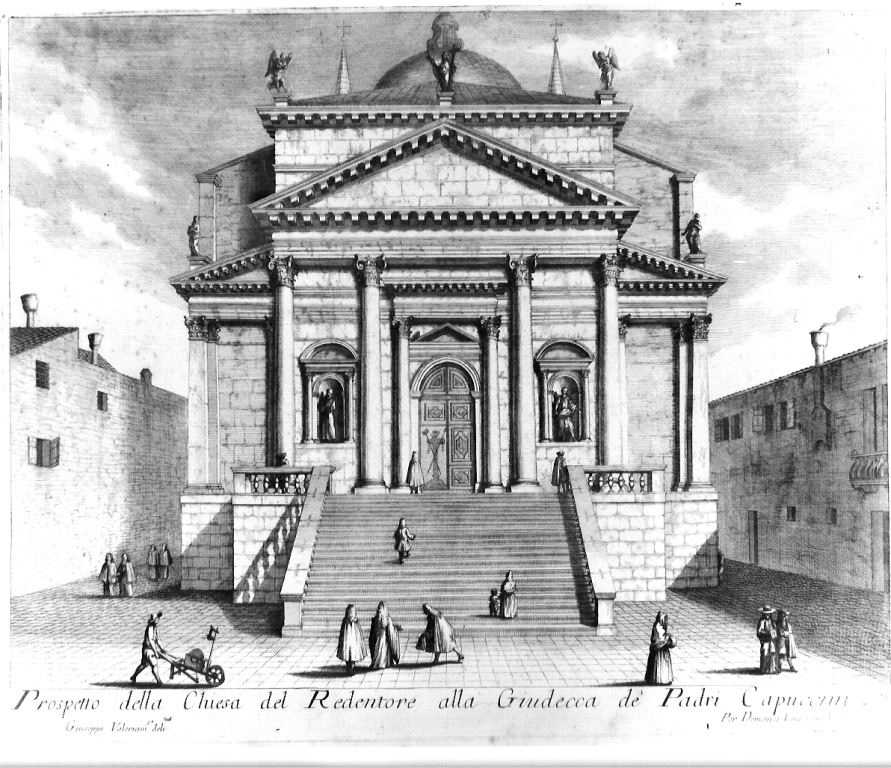veduta della chiesa del Redentore a Venezia (stampa) di Valeriani Giuseppe, Palladio Andrea (metà sec. XVIII)
