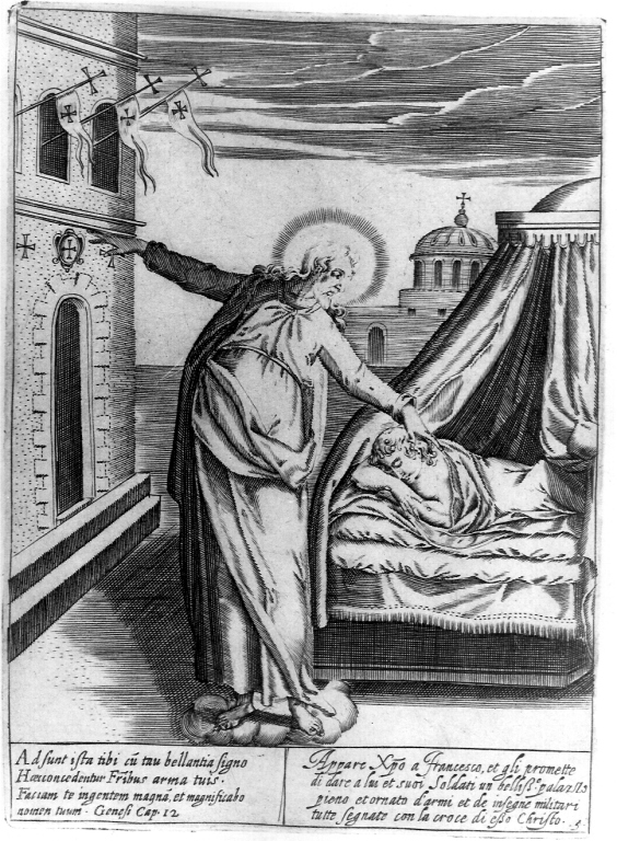 Cristo appare in sogno a San Francesco d'Assisi (stampa) di Thomassin Philippe (inizio sec. XVII)