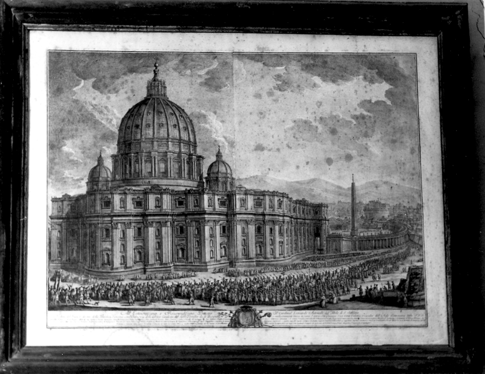 veduta absidale e laterale destra della Basilica di S. Pietro in Vaticano (stampa) di Vasi Giuseppe (sec. XVIII)