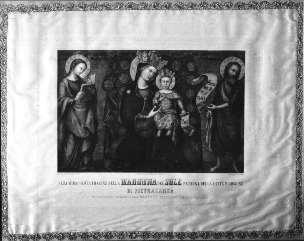 Madonna in trono con Bambino e Santi (stampa) di Leonetti Ranieri, Scotto Girolamo (sec. XIX)