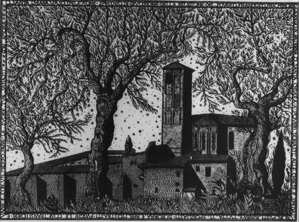 Il giglio d'Assisi, chiesa di S. Chiara ad Assisi (stampa) di Marsili Bruno detto Bruno da Osimo (prima metà sec. XX)