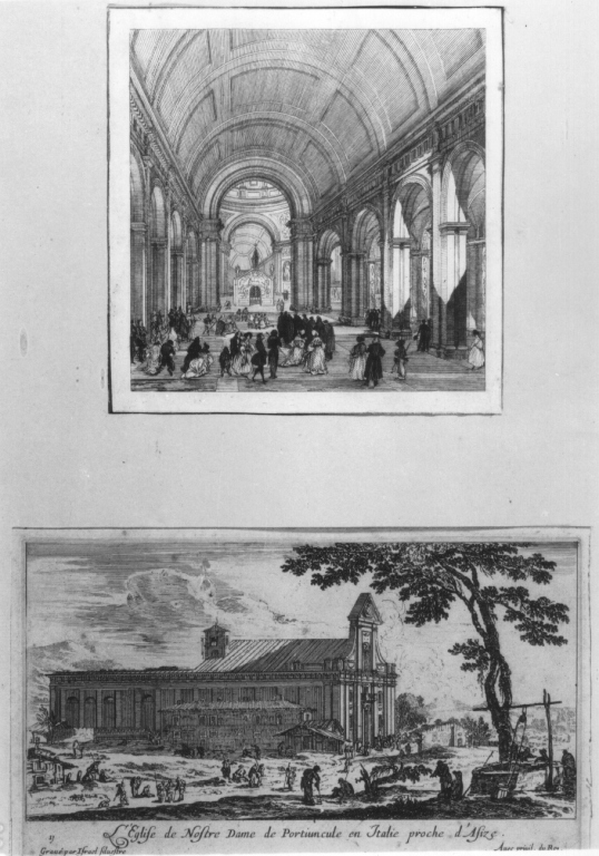 La chiesa di Nostra Signora della Porziuncola in Italia presso Assisi, chiesa di S. Maria degli Angeli ad Assisi (stampa) di Silvestre Israel (seconda metà sec. XVII)