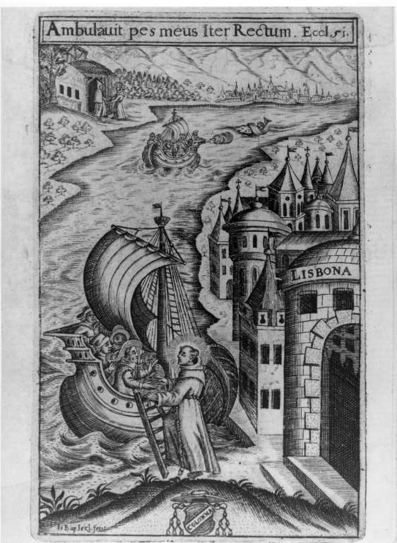 episodio della vita di Sant'Antonio da Padova (stampa) di Ielz Johann Baptist I (sec. XVII)