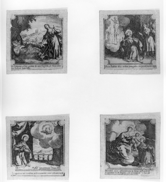 Santa Margherita da Cortona scopre il cadavere dell'uomo amato (stampa smarginata) di Schiaminossi Raffaello (inizio sec. XVII)