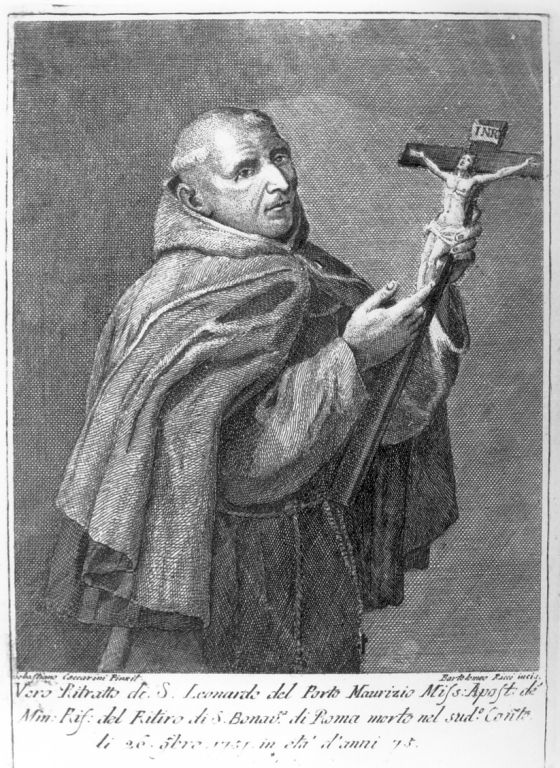 ritratto di San Leonardo del Porto Maurizio (stampa) di Ceccarini Sebastiano, Ricci Bartolomeo (sec. XVIII)