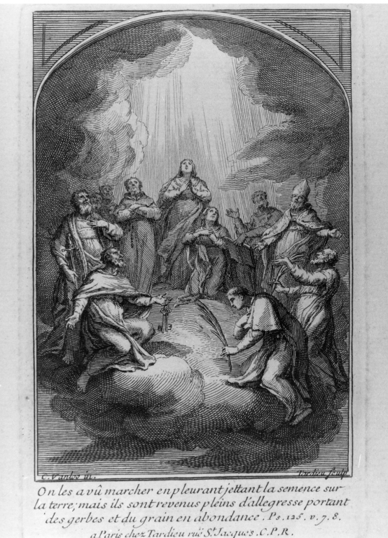 gloria di Santi (stampa) di Tardieu Nicolas Henri (sec. XVIII)