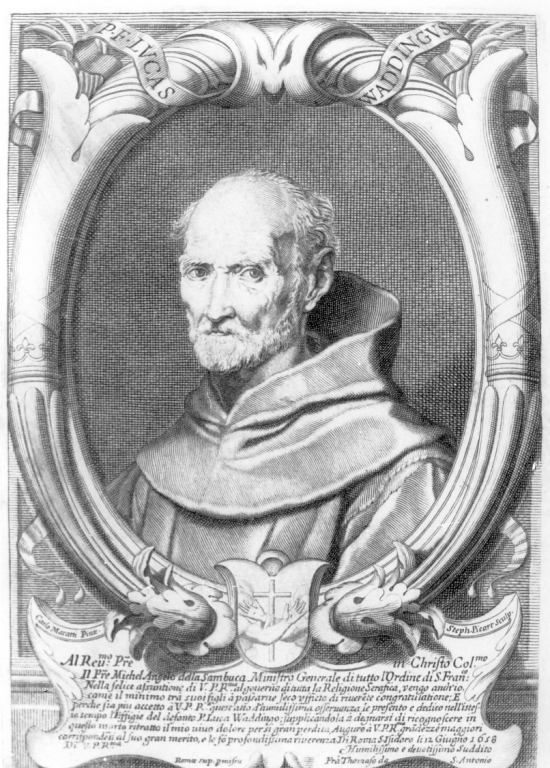 ritratto di padre Lucas Waddings (stampa) di Maratta Carlo, Picart Etienne (sec. XVII)