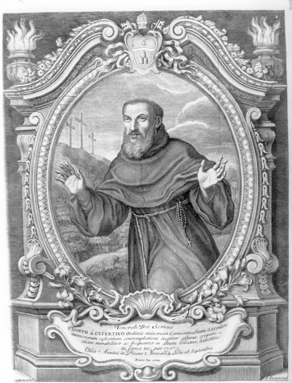 ritratto di padre Giuseppe da Cupertino (stampa) di Fariat Benoit, Procaccini Andrea (sec. XVIII)