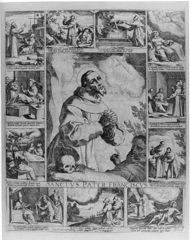 San Francesco d'Assisi riceve le stimmate (stampa smarginata) di Schiaminossi Raffaello (primo quarto sec. XVII)