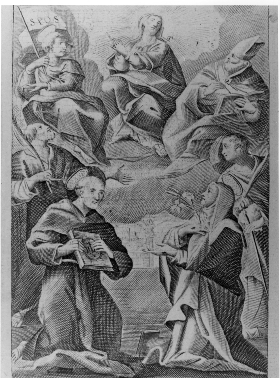 Madonna in gloria e Santi (stampa) di Gabbuggiani Baldassarre, Nasini Giuseppe Nicola (sec. XVIII)