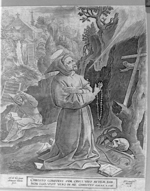 San Francesco d'Assisi riceve le stimmate (stampa) di Wierix Anthonie, De Vos Maarten (ultimo quarto sec. XVI)