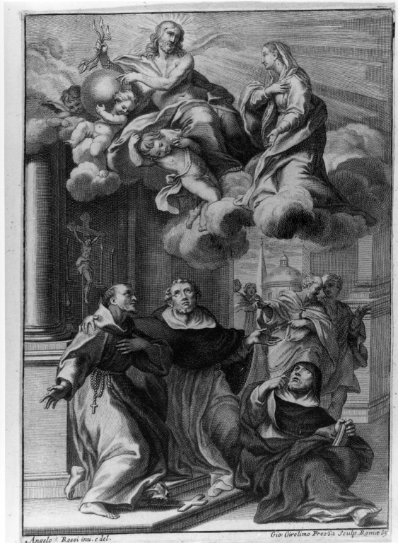 Madonna che intercede per il mondo (stampa) di Frezza Giovanni Gerolamo, De Rossi Angelo (sec. XVIII)