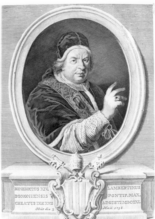 ritratto di papa Benedetto XIV Lambertini (stampa) - ambito italiano (sec. XVIII)