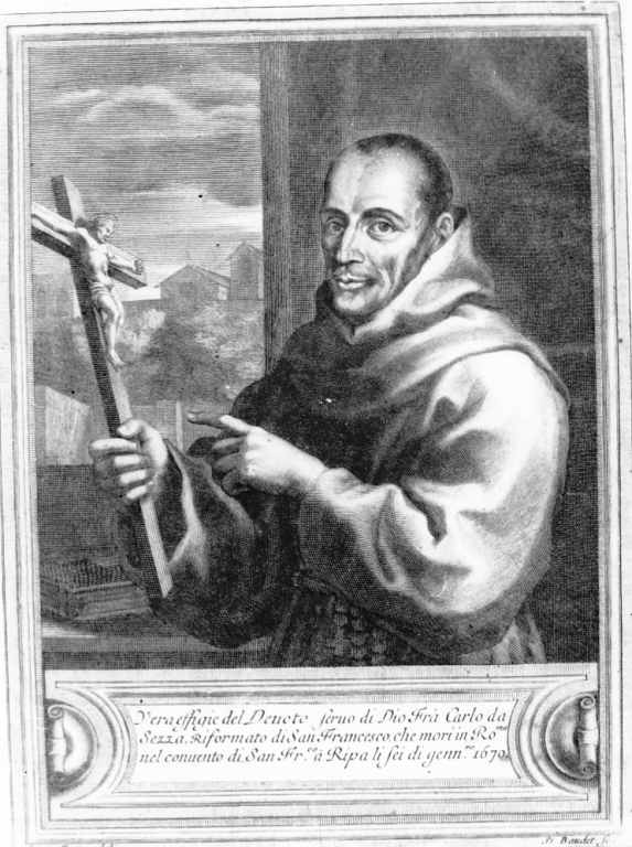 ritratto di frate Carlo da Sezze (stampa) di Baudet Etienne, Ferri Ciro (fine sec. XVIII)