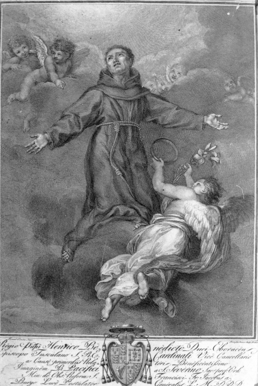 San Pacifico da San Severino in gloria (stampa smarginata) di Conca Tommaso, Perini Giuseppe (sec. XVIII)