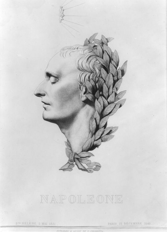 maschera funebre di Napoleone (stampa) di Calamatta Luigi (sec. XIX)