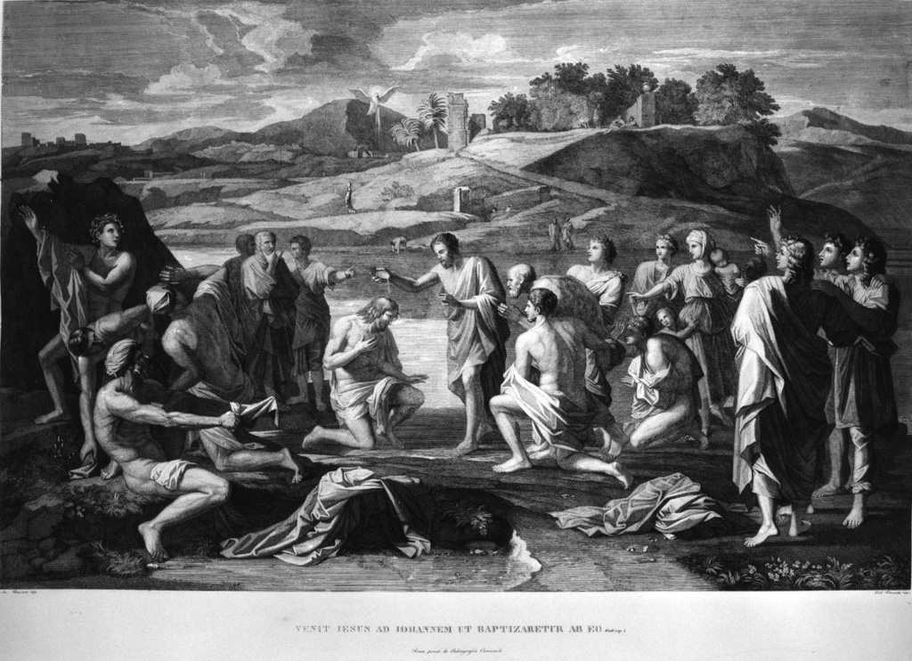 battesimo di Cristo (stampa) di Poussin Nicolas, Prosseda Ludovico (sec. XIX)