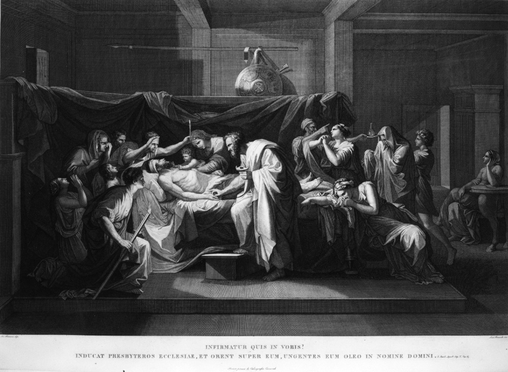 Estrema Unzione (stampa) di Poussin Nicolas, Prosseda Ludovico (sec. XIX)