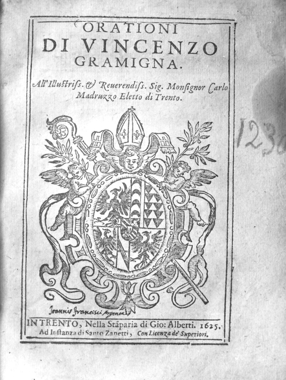 stemma vescovile (stampa) - ambito trentino (sec. XVII)