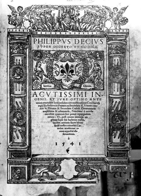 decorazione architettonica con figure e ritratti (stampa) - ambito veneto (sec. XVI)