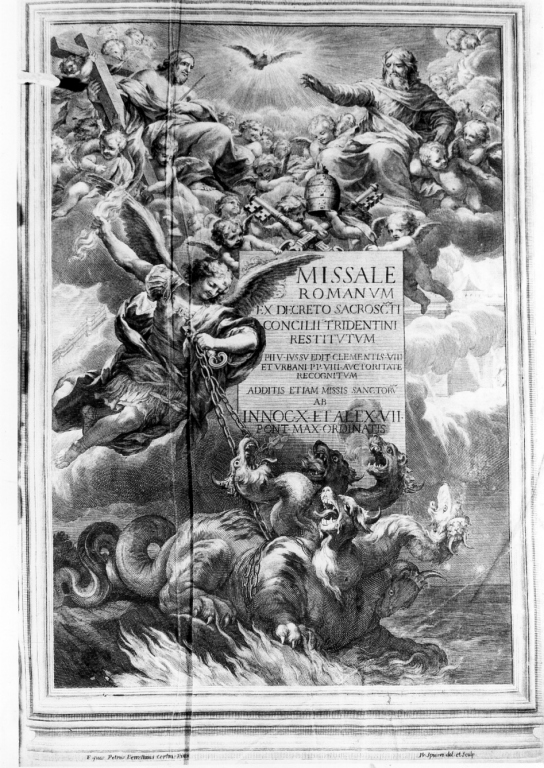 allegoria della chiesa trionfante (stampa) di Berrettini Pietro detto Pietro da Cortona, Spierre François (sec. XVII)