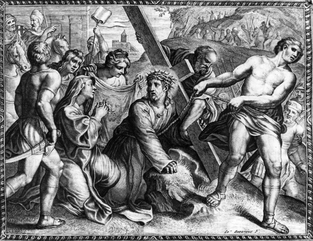 Gesù asciugato da santa Veronica (stampa) di Baroni Giuseppe (sec. XVII)