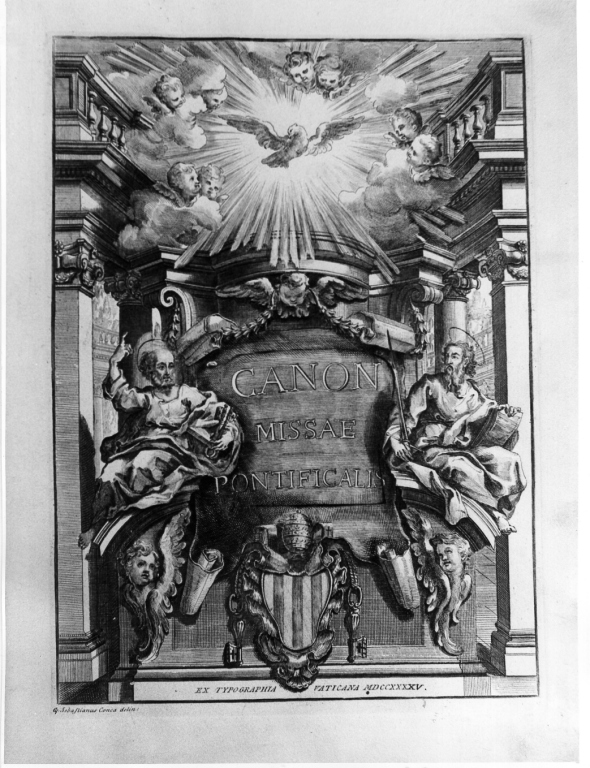 allegoria della chiesa con i santi Pietro e Paolo (stampa) di Conca Sebastiano (sec. XVIII)