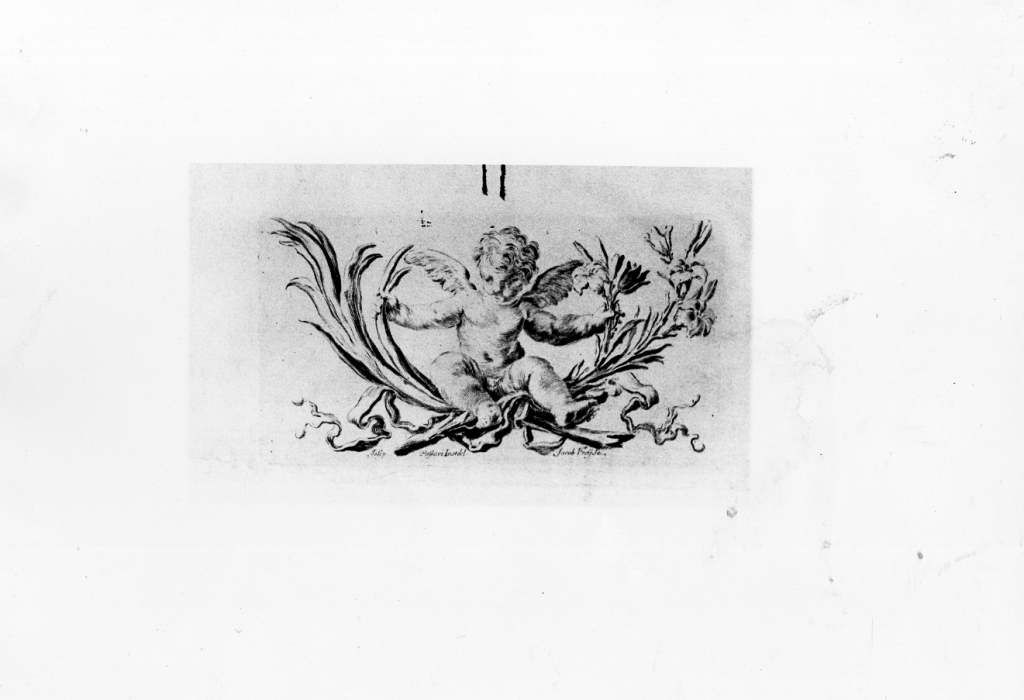 putto con ghirlanda (stampa) di Passaro Giuseppe, Frey Jakob (sec. XVIII)
