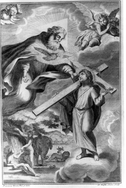 allegoria del vecchio e del nuovo testamento (stampa) di Sintes Giovanni Battista, Veyra Francesco (sec. XVIII)